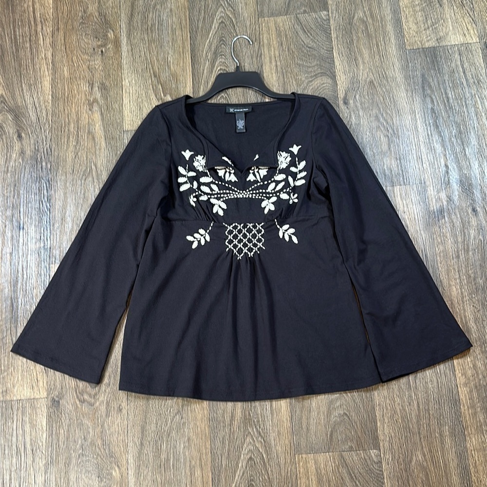 New Without Tags 95% Cotton INC Black Blouse